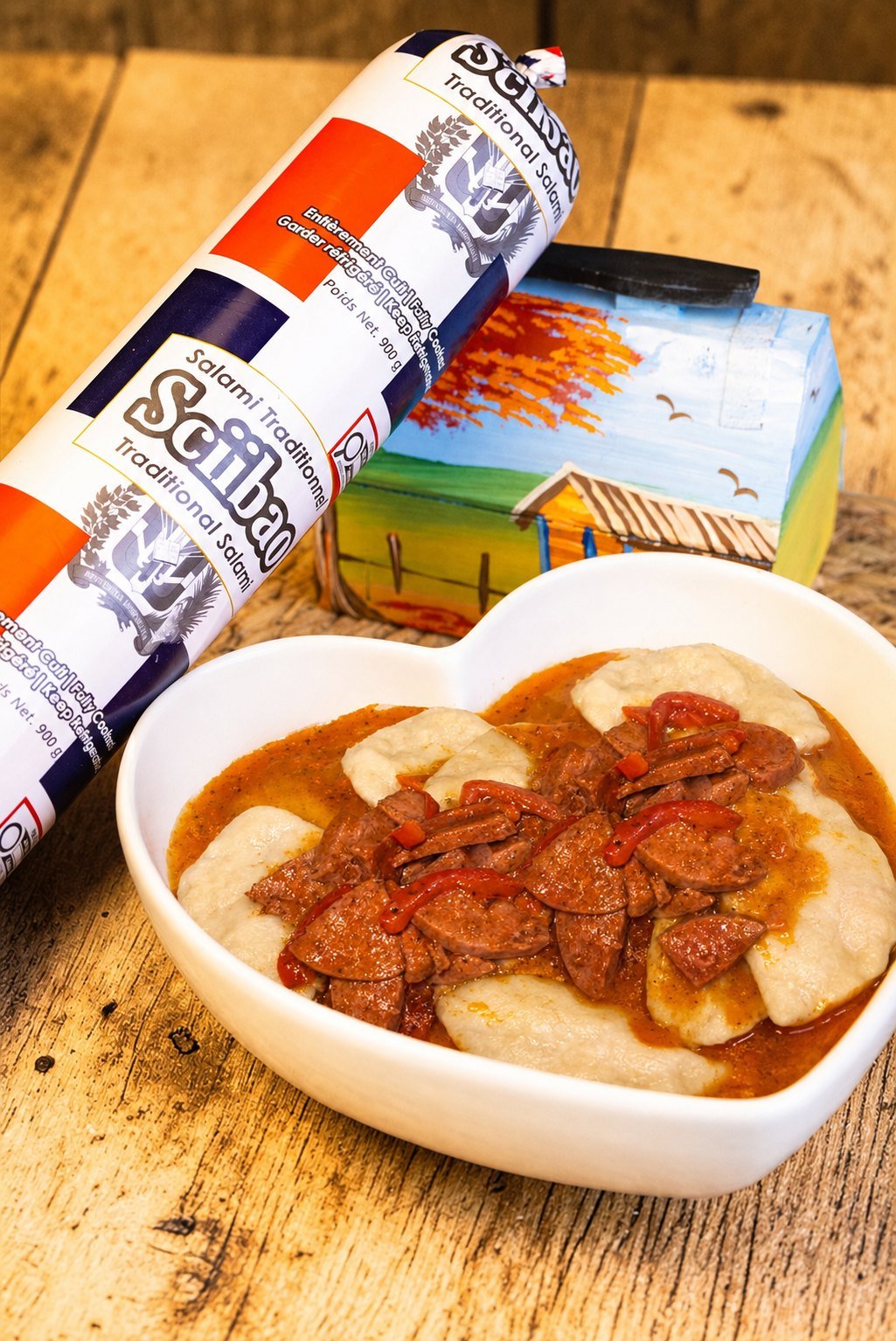 Salami Sciibao guisado con mangu